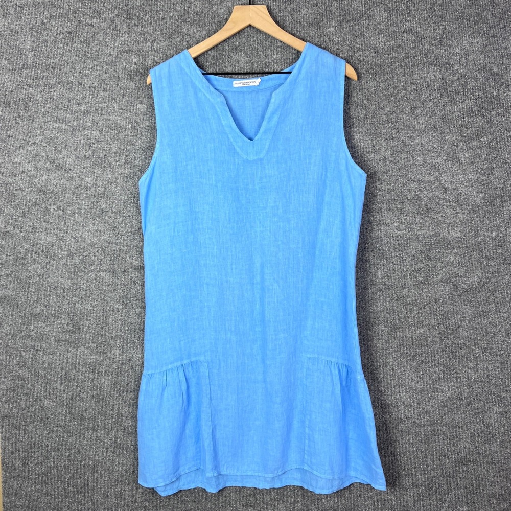 Martina Innocenti Made in Italy Sleeveless Linen Dress Blue Casual‎ Large